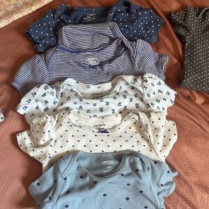 Carter's Navy, Striped, and Polka Dot Baby Bodysuit Set